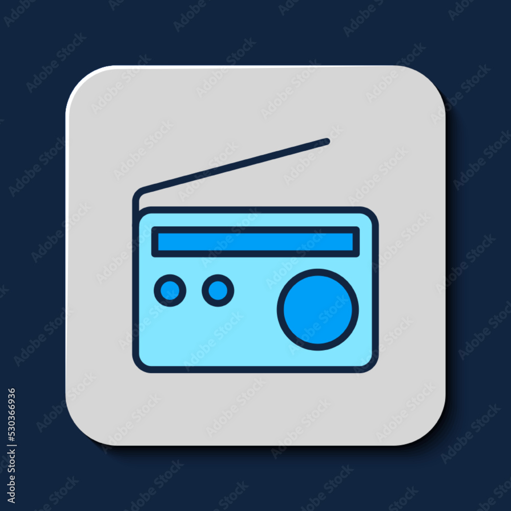 Filled outline Radio with antenna icon isolated on blue background. Vector Filled outline Radio with antenna icon isolated on blue background. Vector