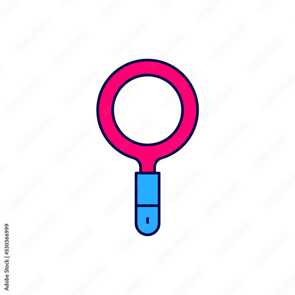 Filled outline Magnifying glass icon isolated on white background. Search, focus, zoom, business symbol. Vector Filled outline Magnifying glass icon isolated on white background. Search, focus, zoom, business symbol. Vector