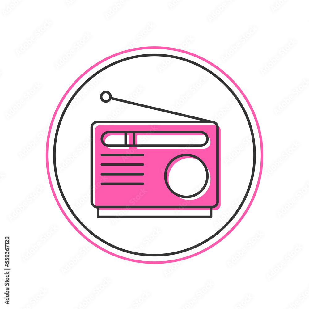 Filled outline Radio with antenna icon isolated on white background. Vector Filled outline Radio with antenna icon isolated on white background. Vector