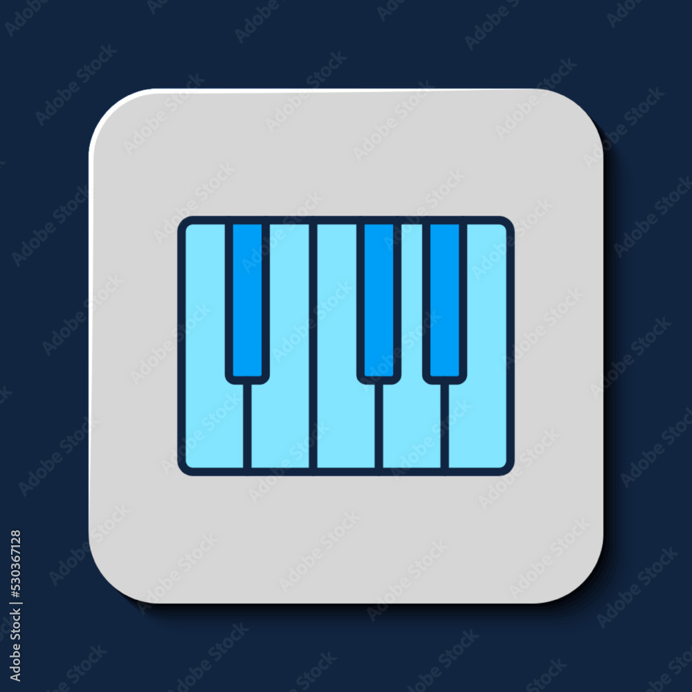 Filled outline Music synthesizer icon isolated on blue background. Electronic piano. Vector Filled outline Music synthesizer icon isolated on blue background. Electronic piano. Vector