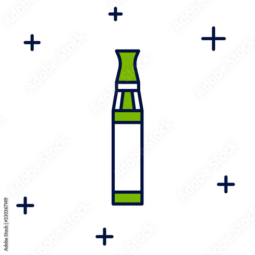 Filled outline Electronic cigarette icon isolated on white background. Vape smoking tool. Vaporizer Device. Vector