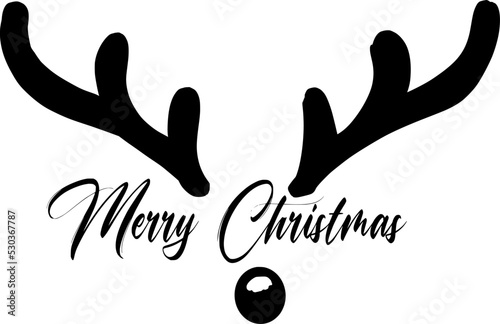 vector merry christmas with reindeer antlers