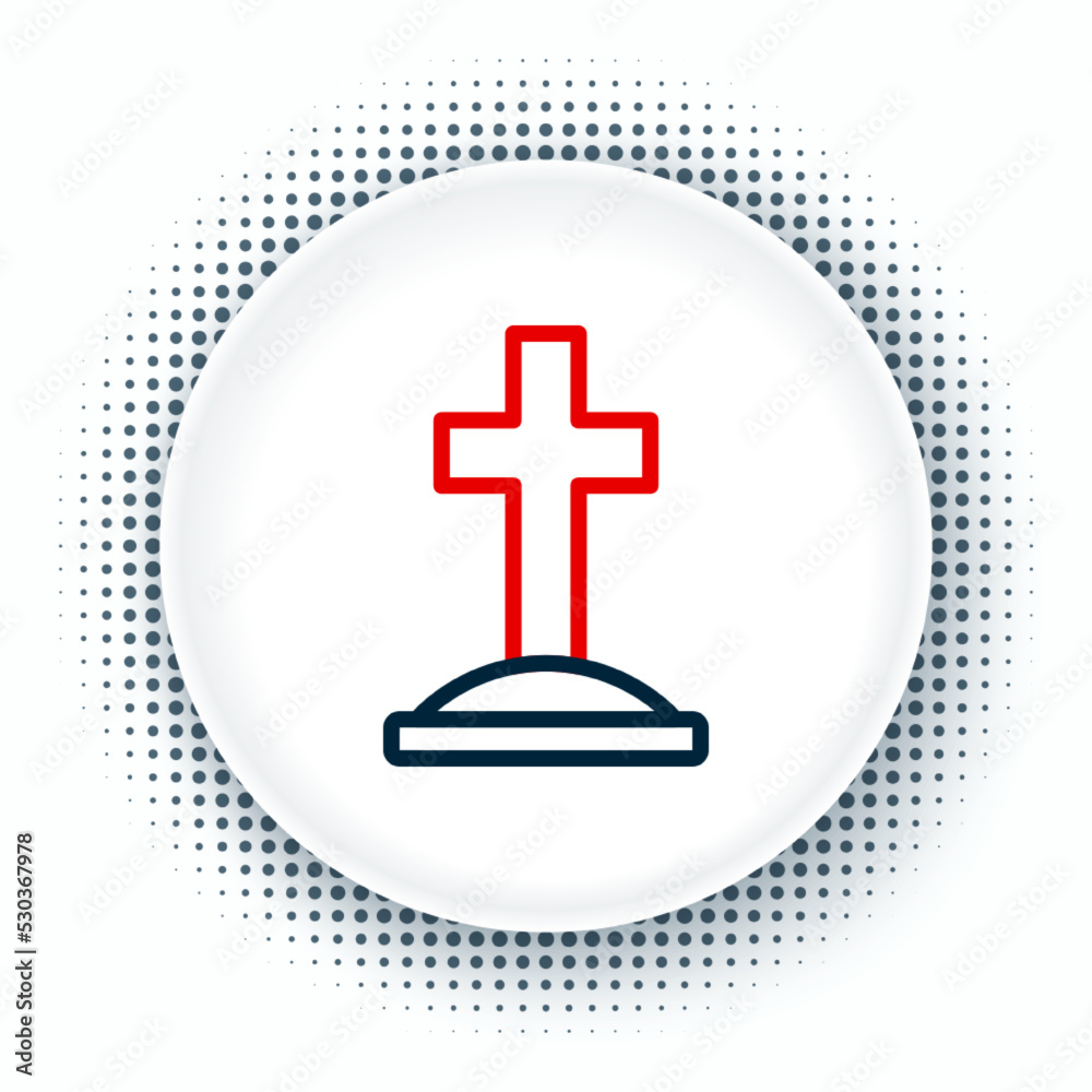 Line Grave with cross icon isolated on white background. Colorful outline concept. Vector Line Grave with cross icon isolated on white background. Colorful outline concept. Vector