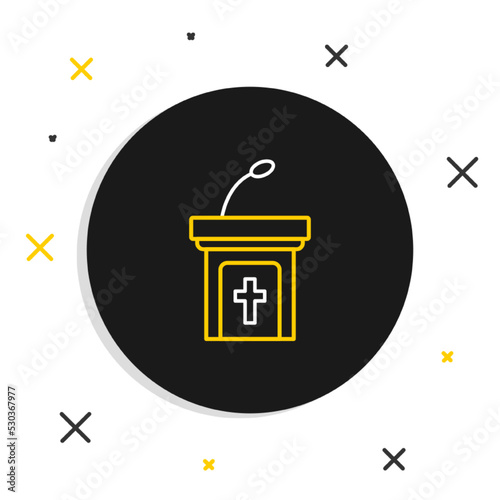 Line Church sermon tribune icon isolated on white background. The podium of the preacher in the church. Colorful outline concept. Vector