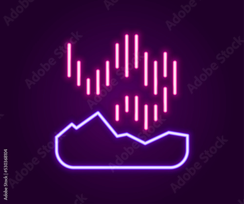 Glowing neon line Northern lights icon isolated on black background. Colorful outline concept. Vector
