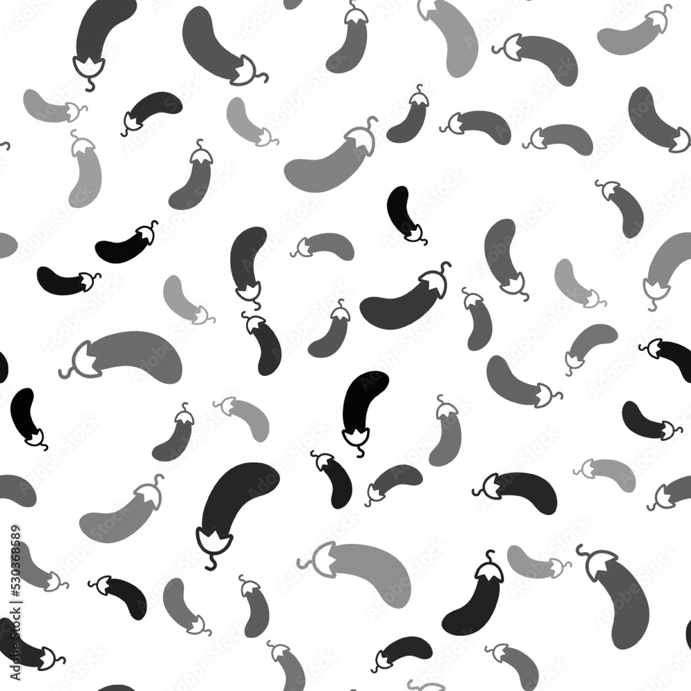 Black Eggplant icon isolated seamless pattern on white background. Vector