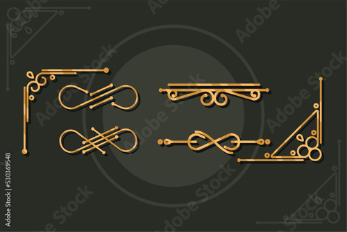 set of gold ornaments