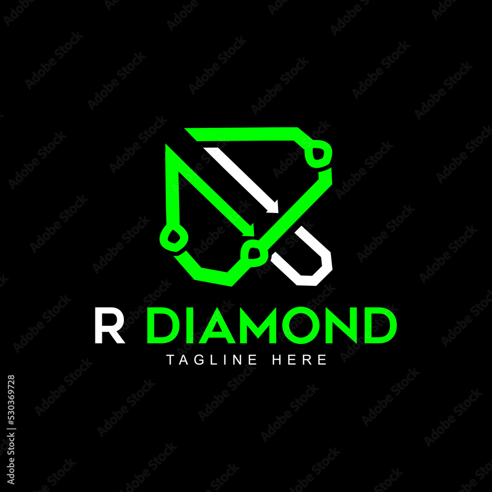 R Diamond Shape Logo Template - Technology R logo - Circuit R logo R Diamond Shape Logo Template - Technology R logo - Circuit R logo