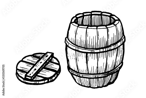 wooden barrel vector illustration on white background
