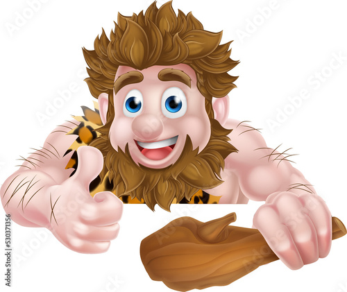 Cartoon Caveman Above Sign