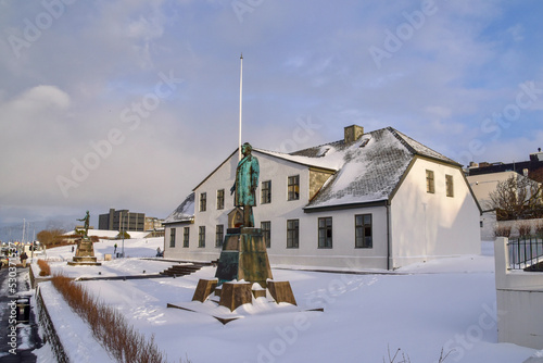 Reykjavik city centre in winter, Iceland