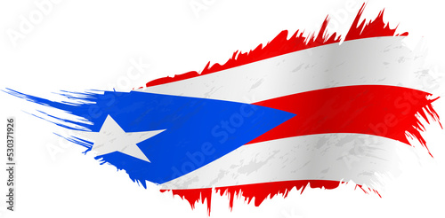 Flag of Puerto Rico in grunge style with waving effect. photo