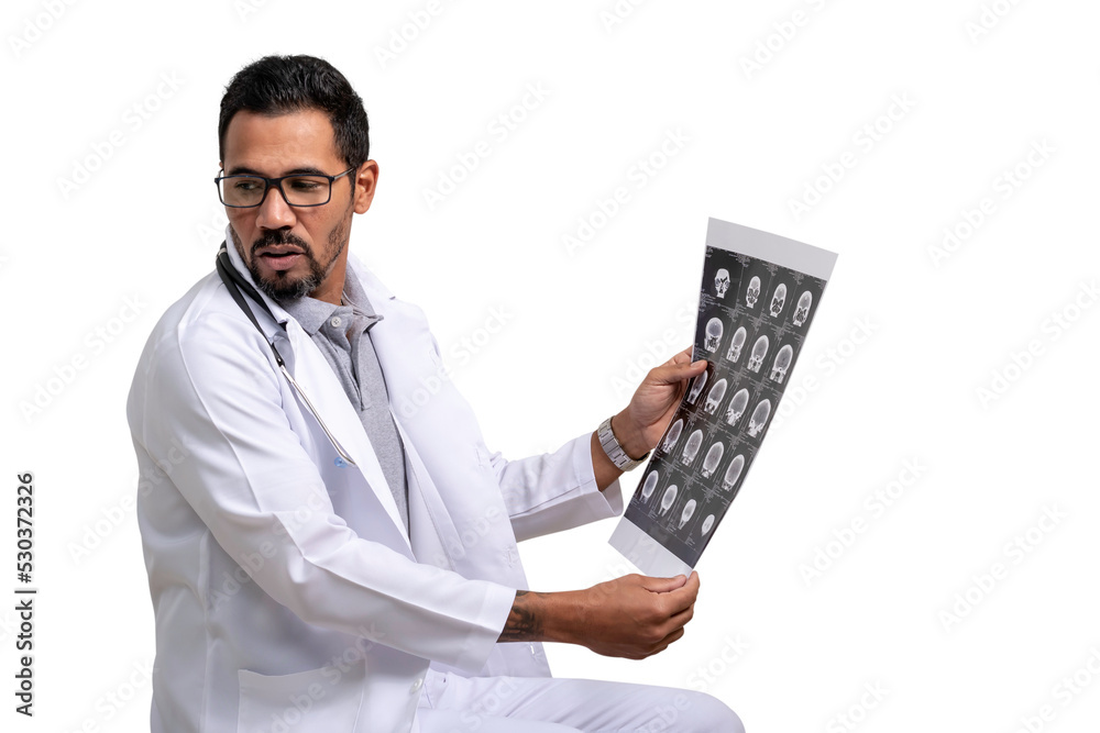doctor holds a CT scan doctor holds a CT scan