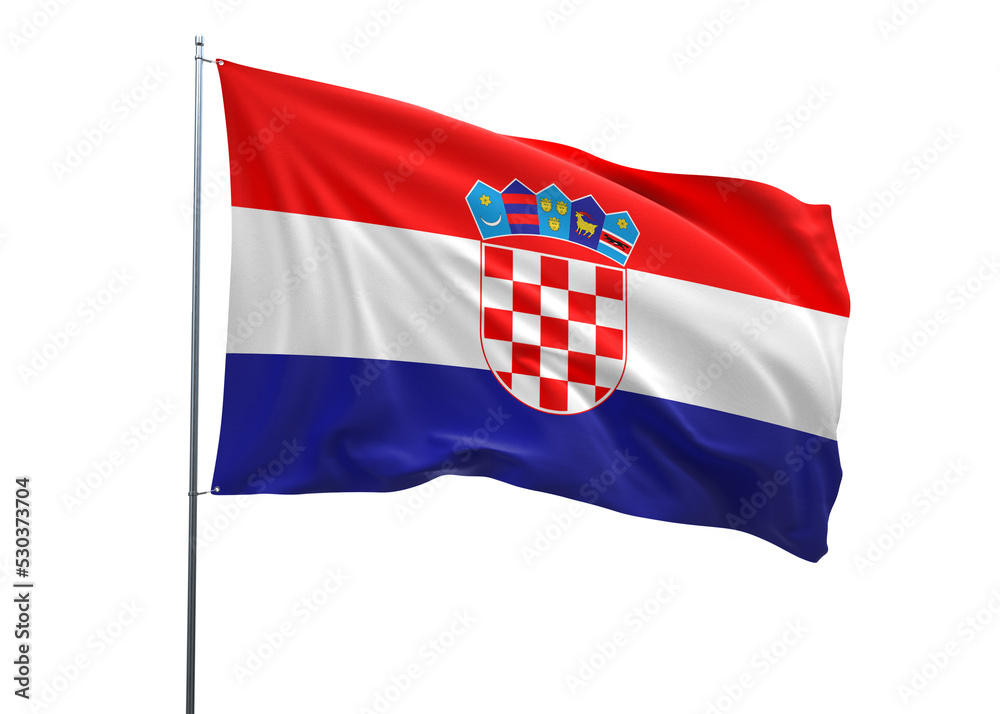 Croatia Waving Flag, 3d Flag illustration, Croatia National Flag with a white isolated background Croatia Waving Flag, 3d Flag illustration, Croatia National Flag with a white isolated background