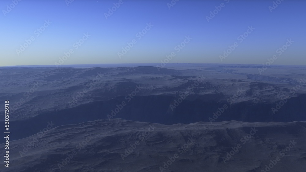 landscape on planet Mars, scenic desert scene on the red planet
