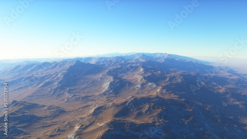 landscape on planet Mars, scenic desert scene on the red planet 