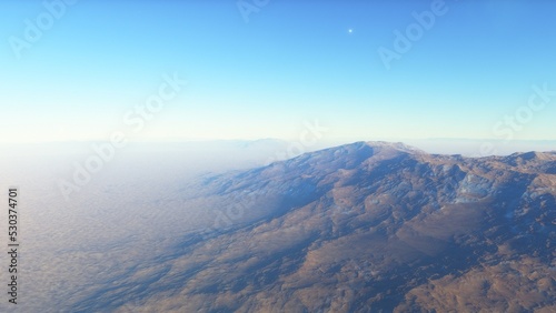 landscape on planet Mars, scenic desert scene on the red planet 