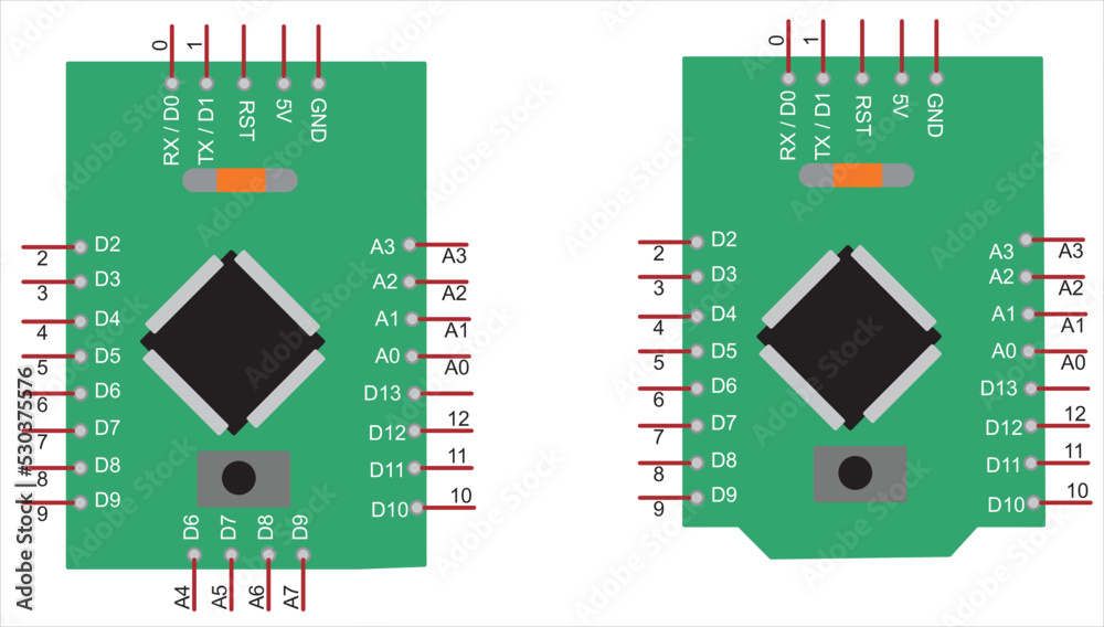 Vector model of printed circuit board with electronic components ...