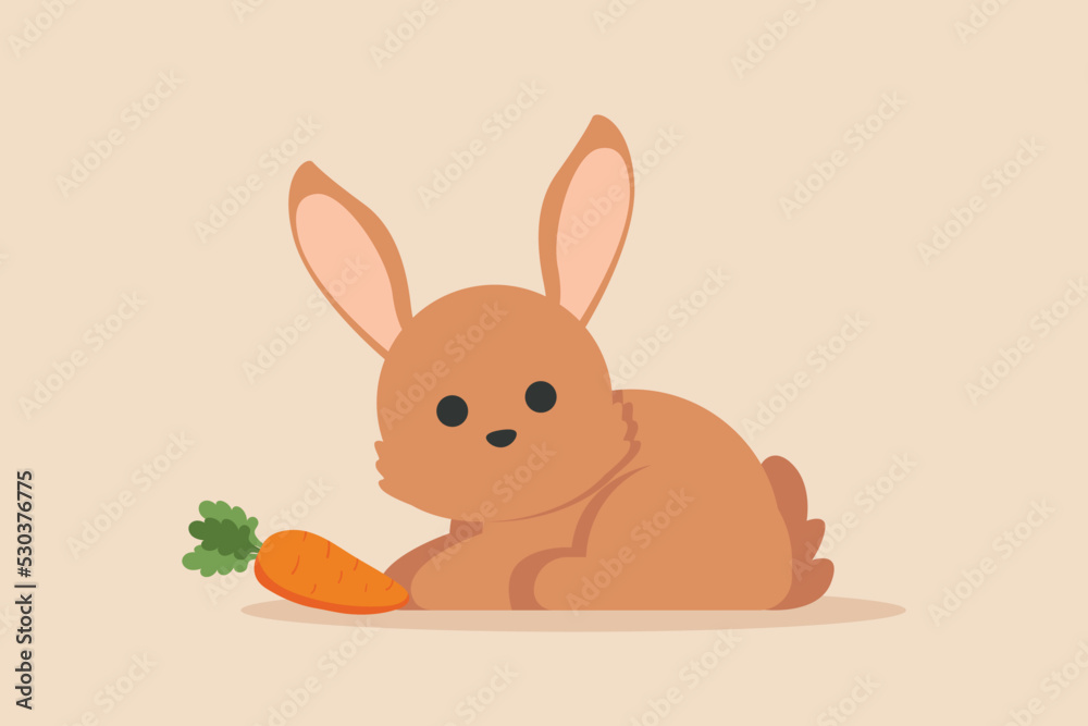 Obraz premium Cute rabbit animal. Color animal concept. Flat vector illustrations isolated.