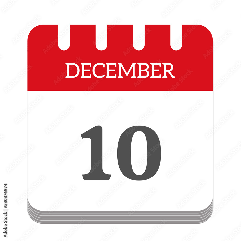 December 10 calendar flat icon December 10 calendar flat icon