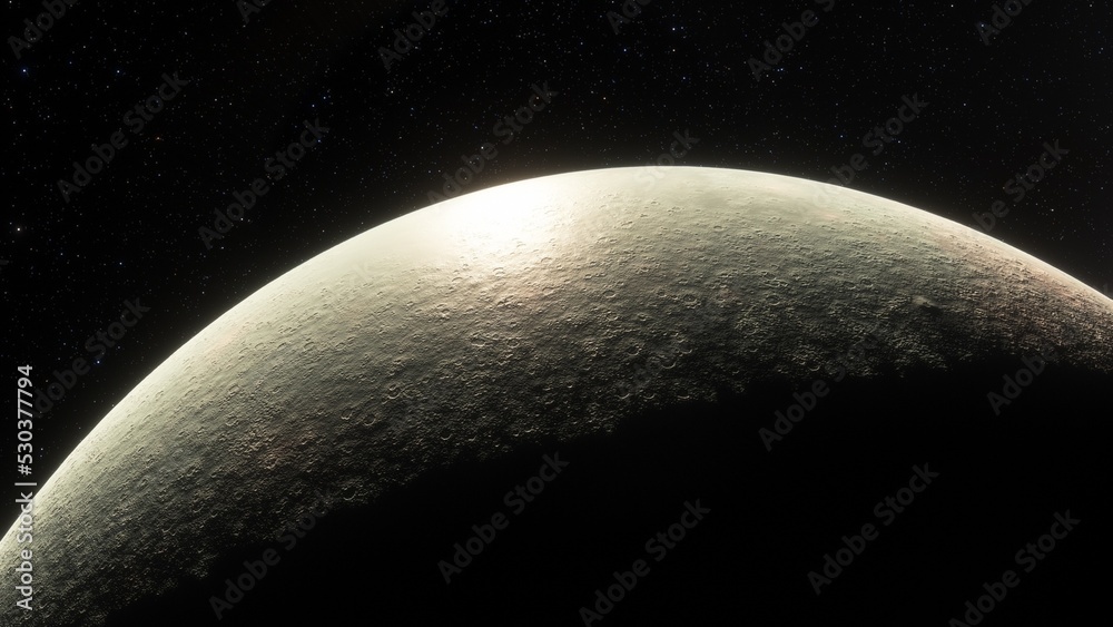 Naklejka premium super-earth planet, realistic exoplanet, planet suitable for colonization, earth-like planet in far space, planets background 3d render 