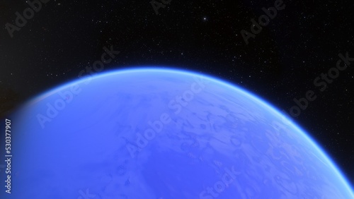 super-earth planet, realistic exoplanet, planet suitable for colonization, earth-like planet in far space, planets background 3d render 