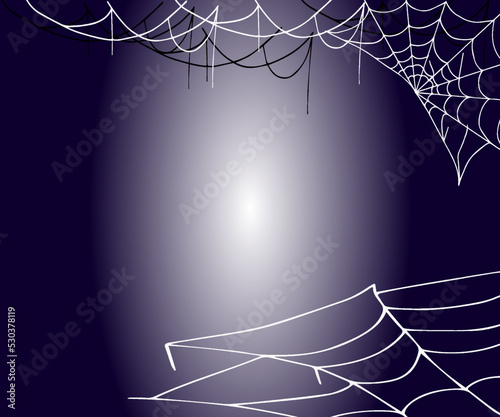 Background of web and spider, outline handmade. Halloween. For decor, postcards, invitations, stylized decor.
