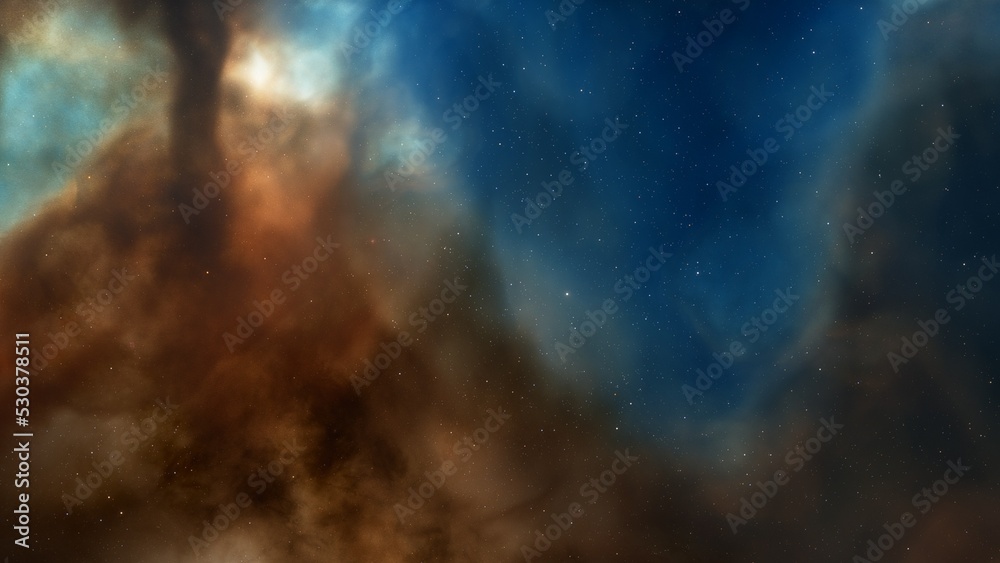 Fototapeta premium Space nebula, for use with projects on science, research, and education. Illustration 