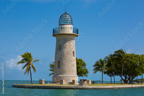 Historic, iconic Boca Chita lighthouse at the entrance to Boca Chita Key Harbor at Biscayne National Park in Florida
 photo
