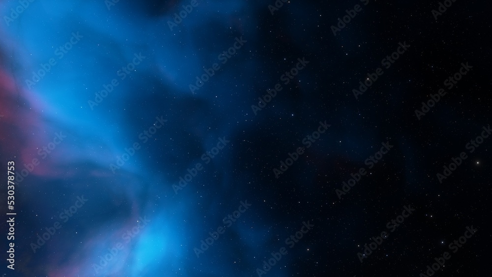 Cosmic background with a blue purple nebula and stars
