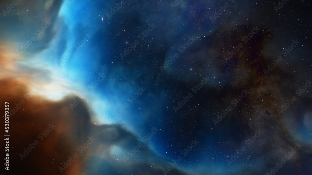 Obraz premium bright nebula, nebula in space, majestic red-purple nebula, beautiful space background 3D render 