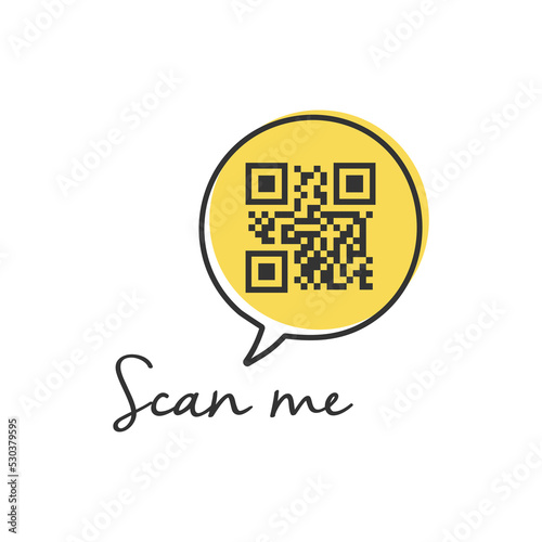 QR code for smartphone. Inscription scan me with smartphone icon. Qr code for payment.