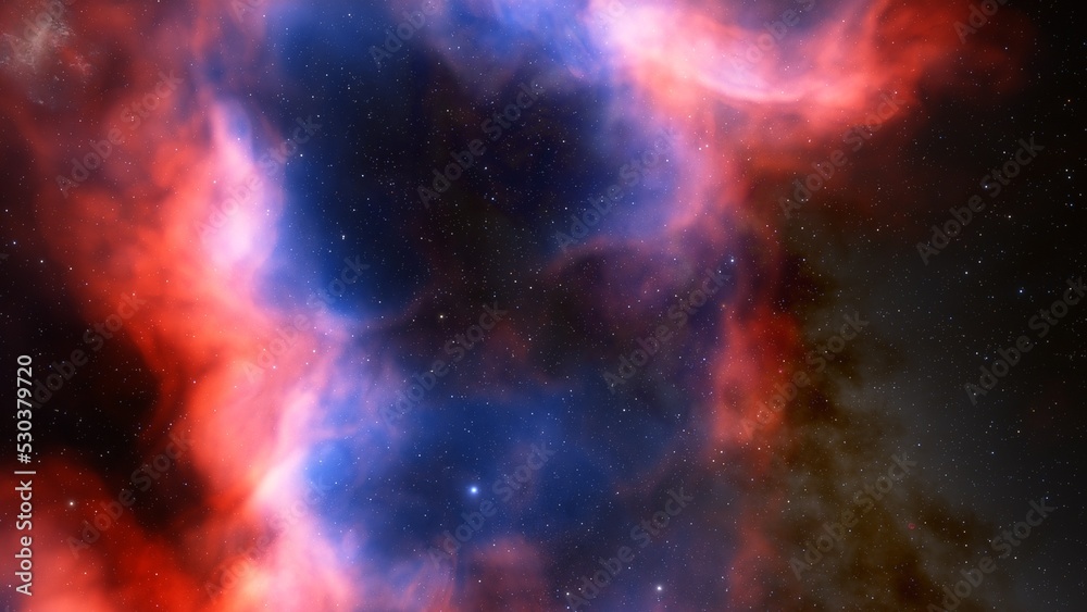 Fototapeta premium Deep space nebula with stars. Bright and vibrant Multicolor Starfield Infinite space outer space background with nebulas and stars. Star clusters, nebula outer space background 3d render 