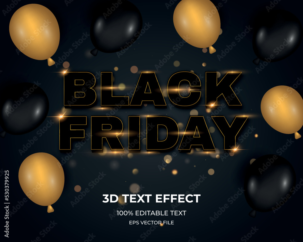 Black Friday 3d editable text effect Premium Vector	