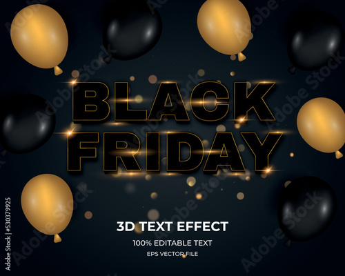 Black Friday 3d editable text effect Premium Vector 