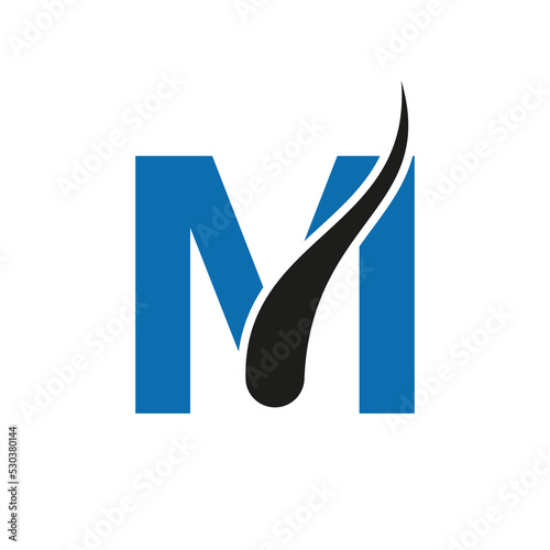 Letter M Hair Treatment Logo, Hair Transplantation Logo Design Vector Template