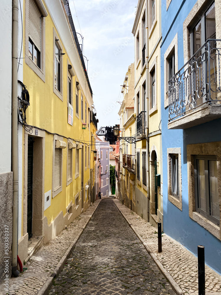 narrow street in the old town, Lisbon Portugal 