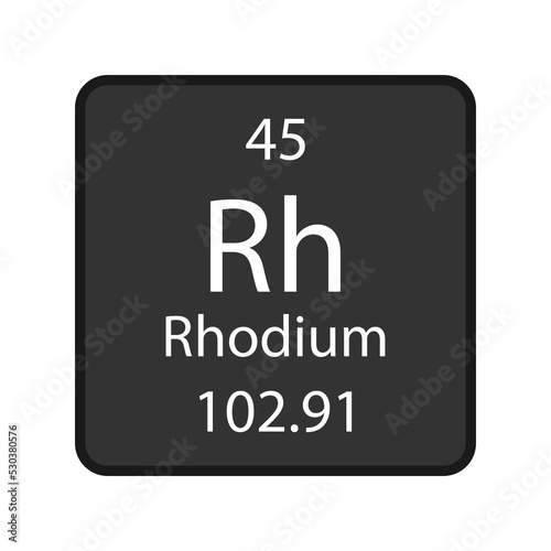 Rhodium symbol. Chemical element of the periodic table. Vector illustration.