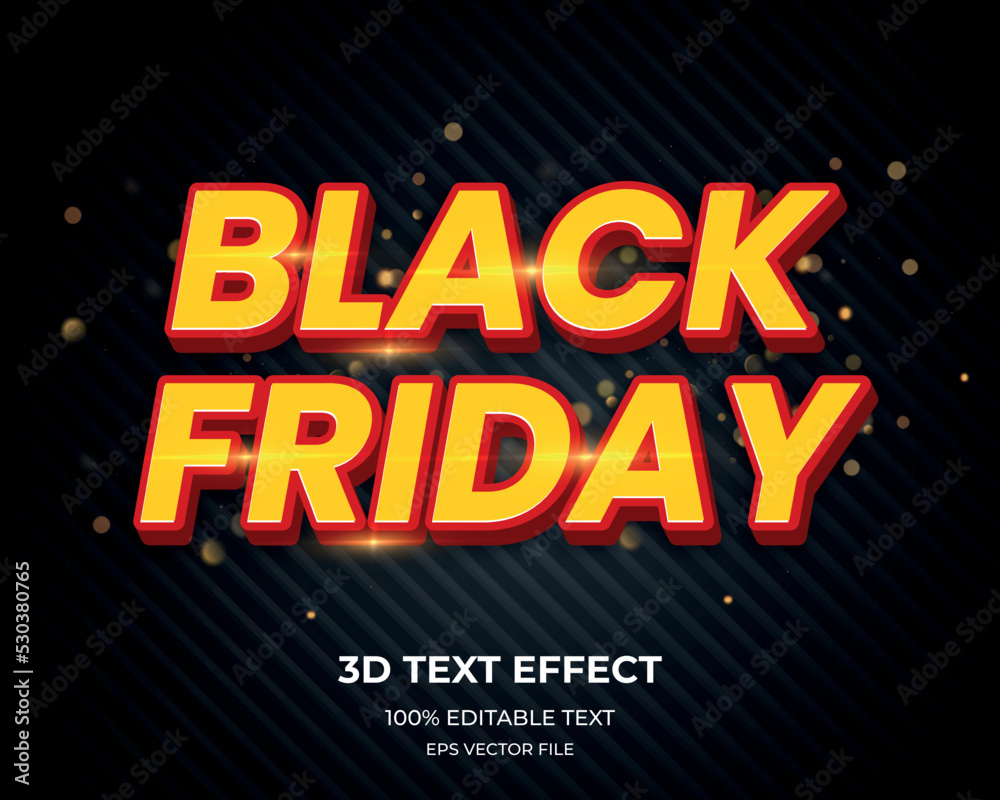 Black Friday 3d editable text effect Premium Vector	
