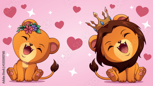 Birthday lion invitation love couple