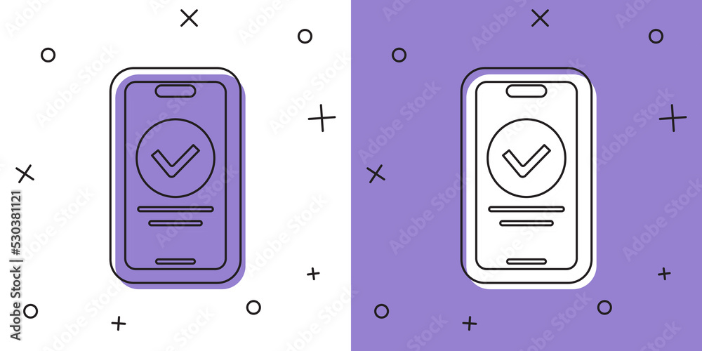 Set Online quiz, test, survey or checklist icon isolated on white and purple background. Exam list. E-education concept. Vector
