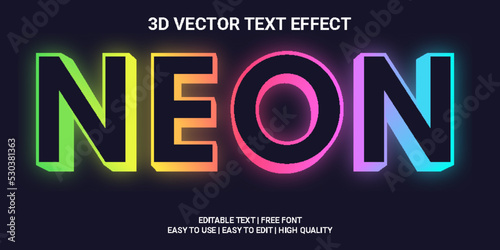 Neon 3d Editable Vector Text Effect Design