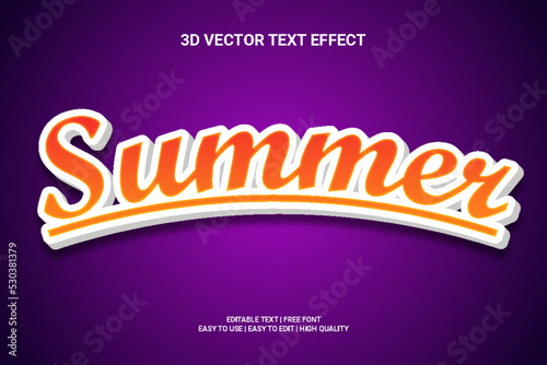 Summer 3d Editable Vector Text Effect Design