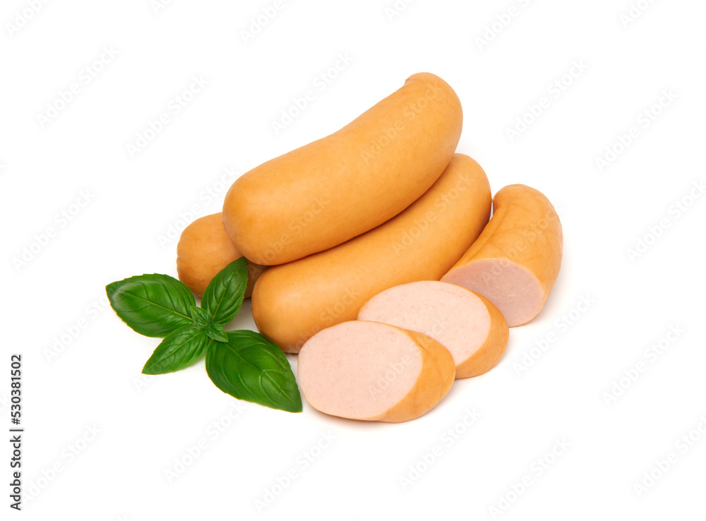 Boiled pork sausages, isolated on white background. High resolution image. Boiled pork sausages, isolated on white background. High resolution image.