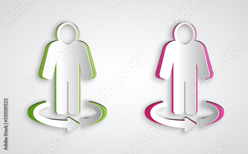 Paper cut 3d modeling icon isolated on grey background. Augmented reality or virtual reality. Paper art style. Vector