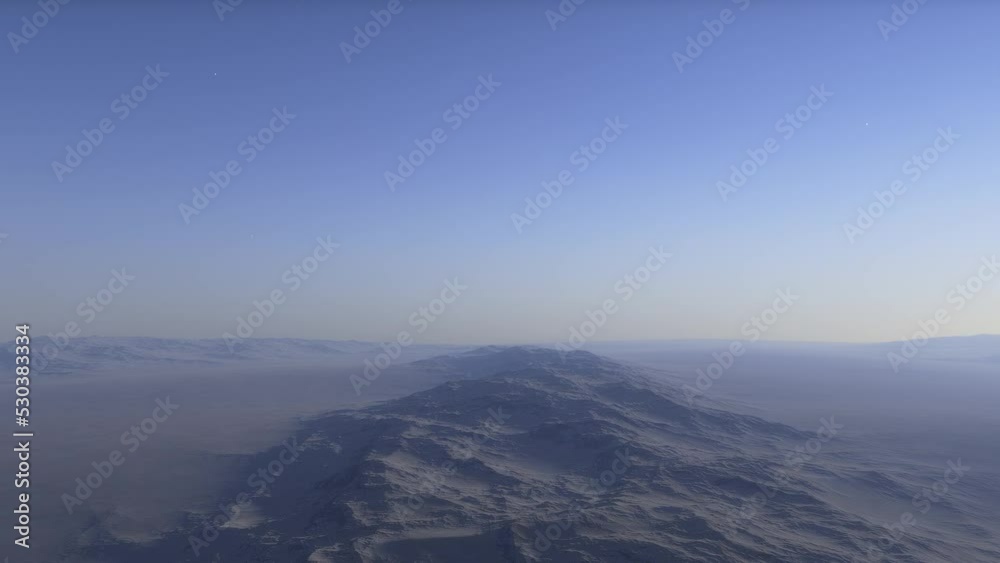 Misty Alien Planet. The rocky desert is covered with thick pink fog
Misty Alien Planet. The rocky desert is covered with thick pink fog