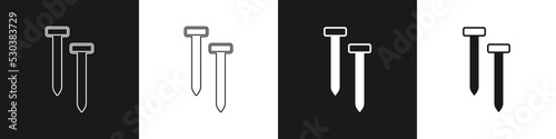 Set Metallic nails icon isolated on black and white background. Vector