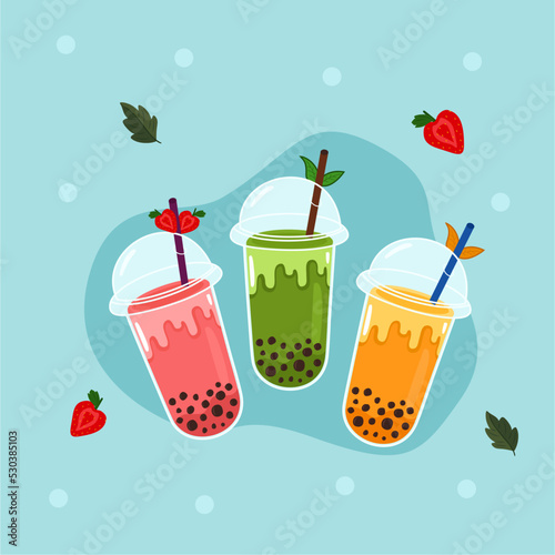 Bubble tea boba vector illustration flavor