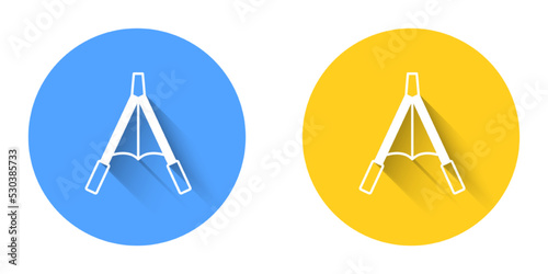 White Air blower bellows icon isolated with long shadow background. Circle button. Vector