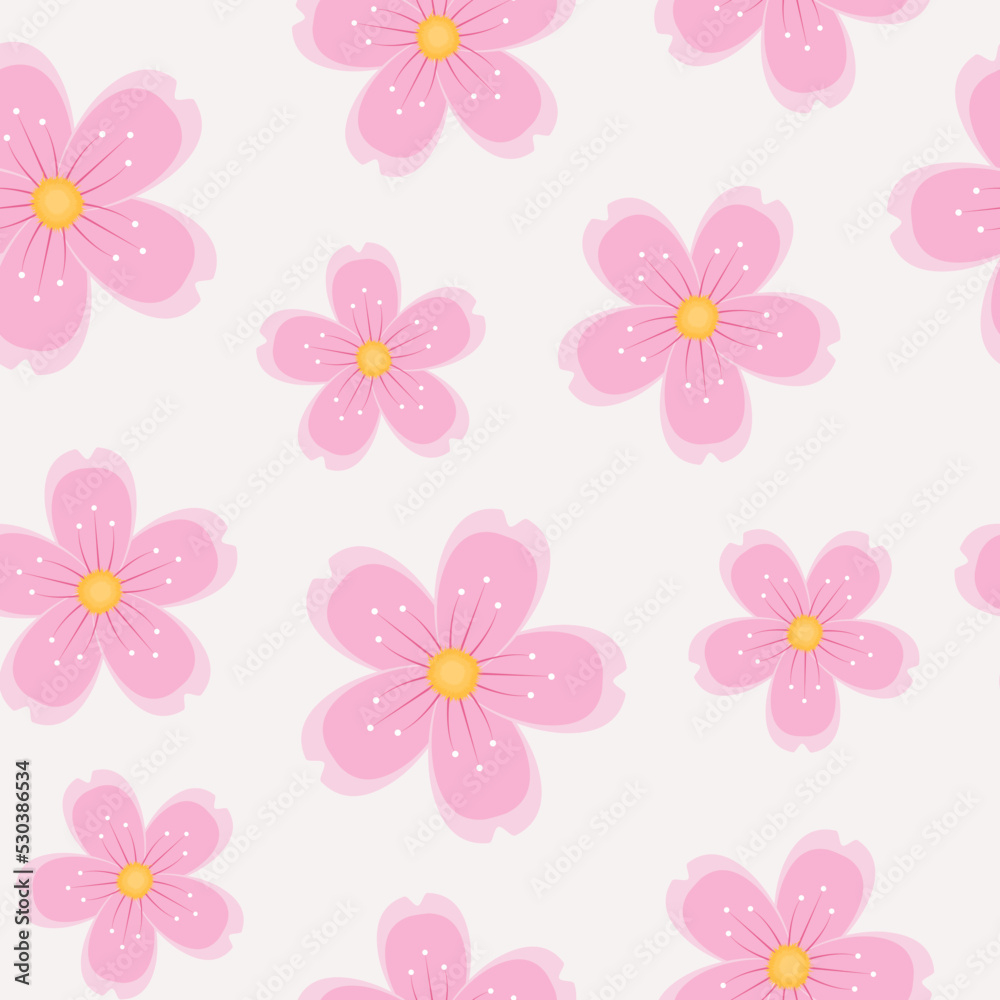 Pink sakura flowers seamless pattern
